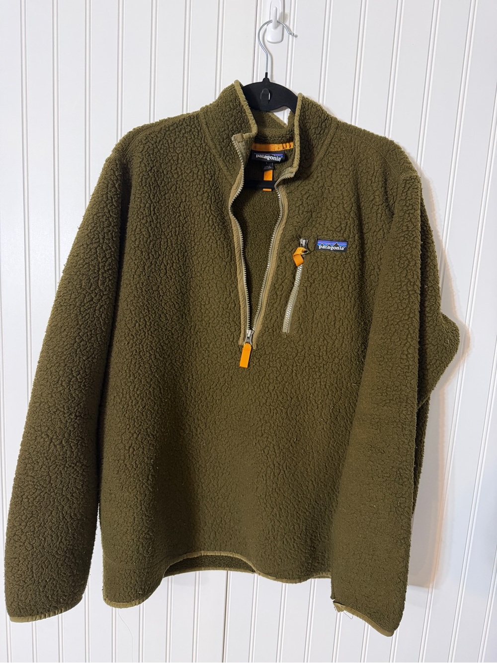 Patagonia Olive Green Sherpa Quarter-Zip Fleece Pullover